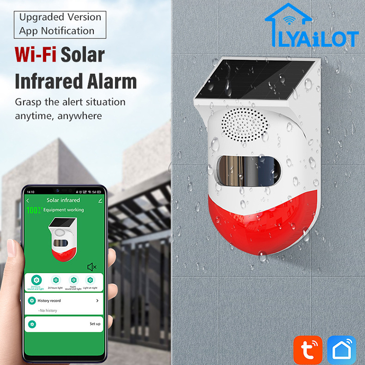 Tuya chytr WIFI infraerven alarm APP dlkov monitorovn, WiFi venkovn solrn sirna proti krdei