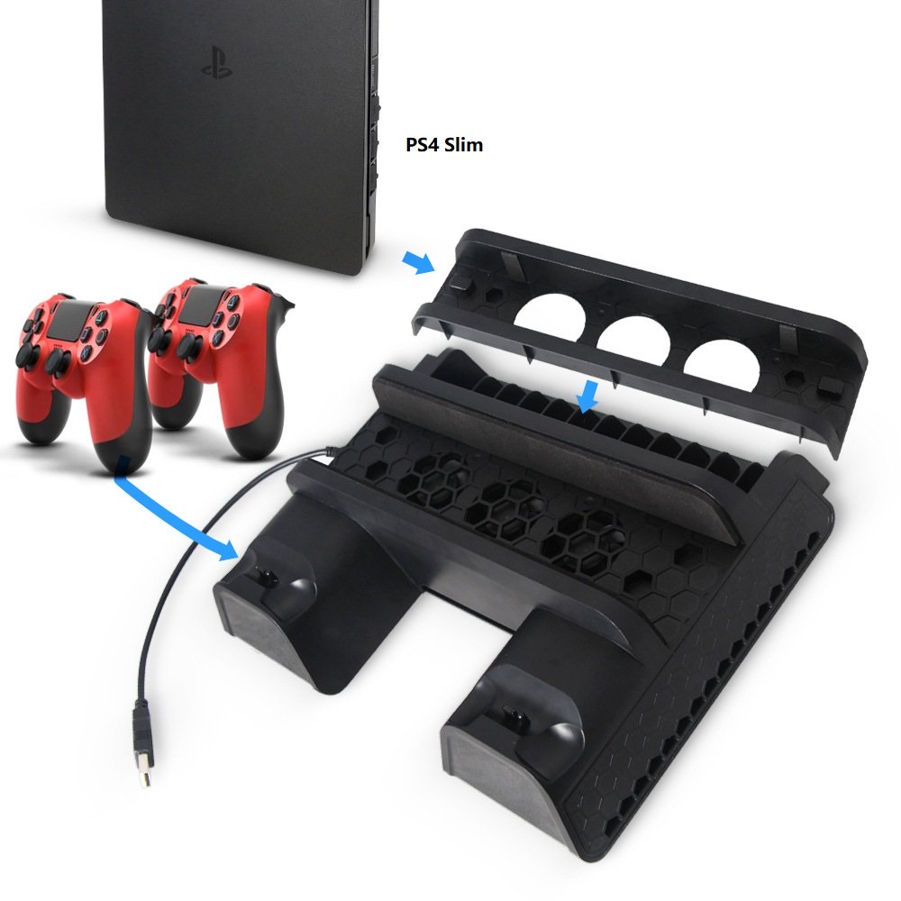 Multifunkn stojan 4v1 DOBE pro PS4/SLIM/PRO s drkem her, chladiem a nabjekou