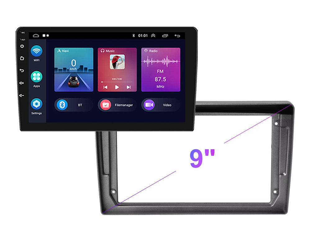 2DIN Autordio 9" LCD A3018 Android 11 s rmekem A7688 pro Peugeot 407 2004-2008 (stbrnoed)