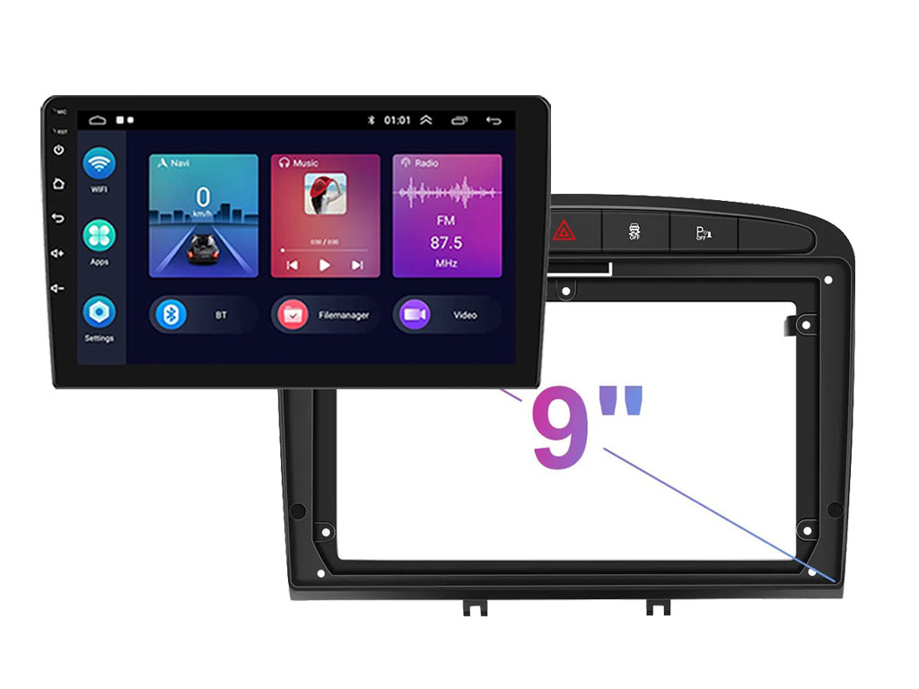 2DIN Autordio 9" LCD A3018 Android 11 s rmekem A7086 pro Peugeot 408 2013 (matn ern)