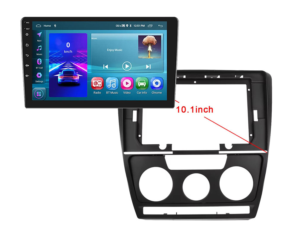 2DIN Autordio 10,1" LCD A3196 Android 13 s rmekem A7783 pro koda Octavia 2004-2014 black