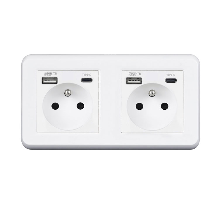 UNIC Elektrick� z�suvka 2x (230V+USB+USB C 5V/2,1A) rychl� nab�jen�, plast b�l� v r�me�ku 153mm