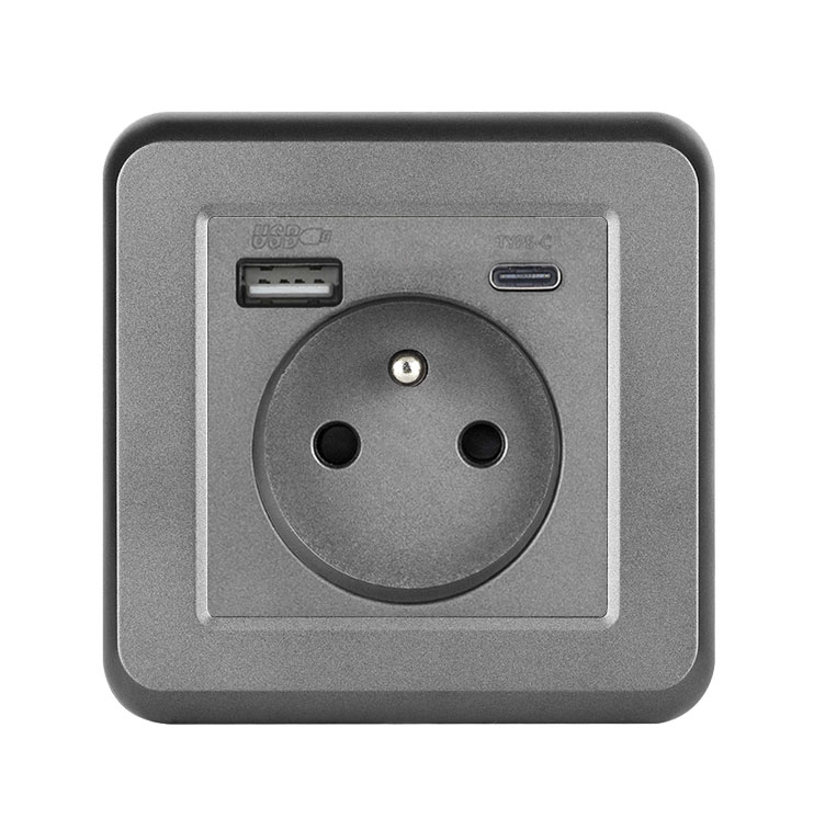 UNIC Z�suvka 230V+USB+USB C 5V Rychl� nab�jen�, v�etn� r�me�ku, plast �ed�