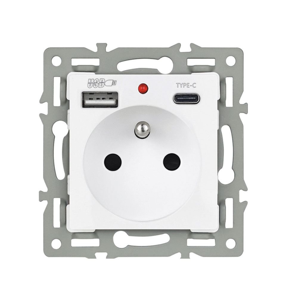 UNIC modul z�suvka MDZ230USB+C5V b�l� pro r�me�ek 82mm