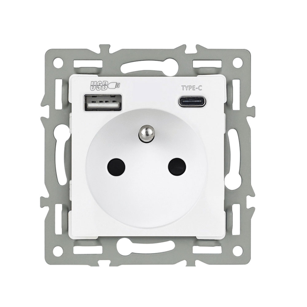 modul z�suvka MDZ230USB+C5V rychl� nab�jen�, b�l� pro r�me�ek 82mm