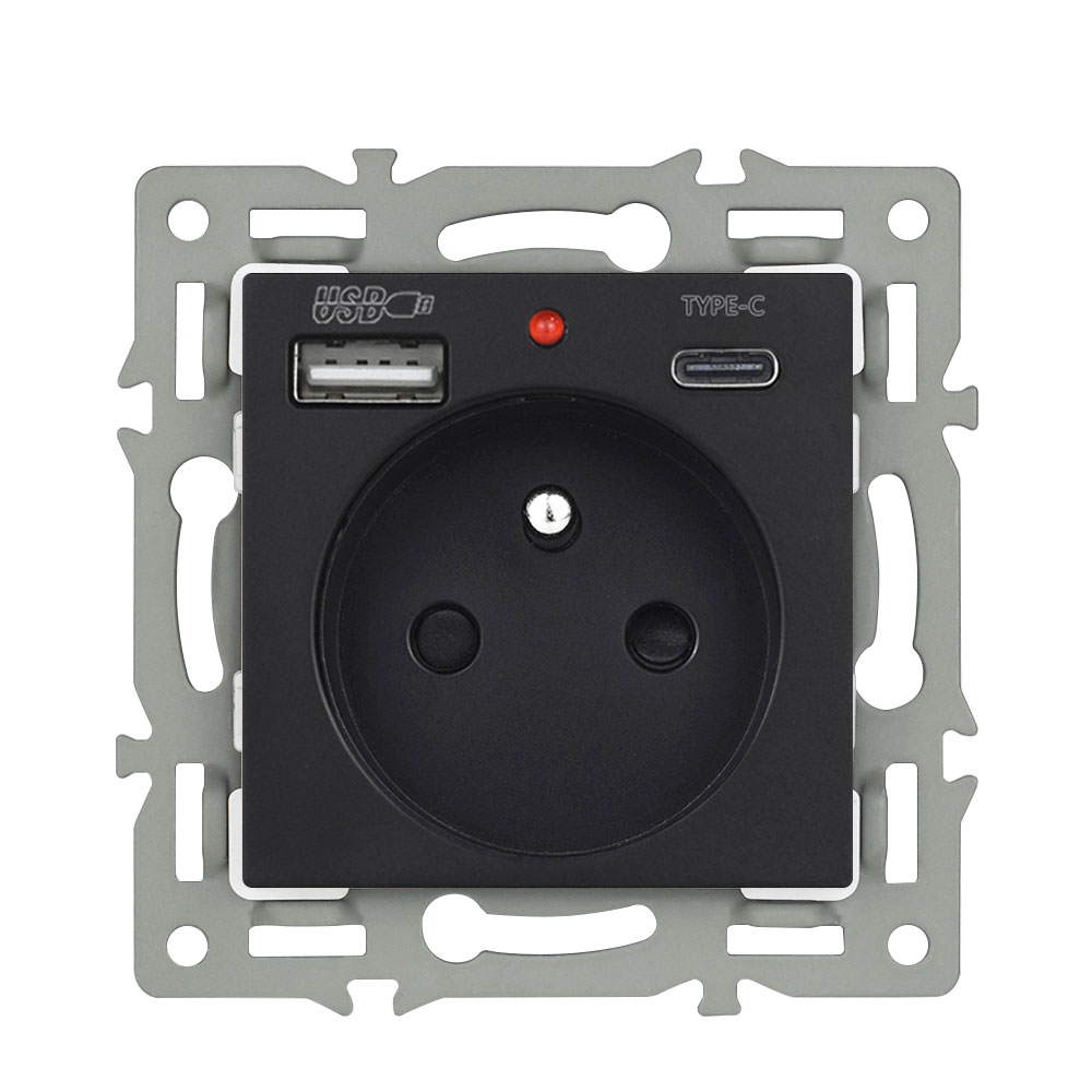 modul z�suvka MDZ230USB+C5V �ern� pro r�me�ek 82mm