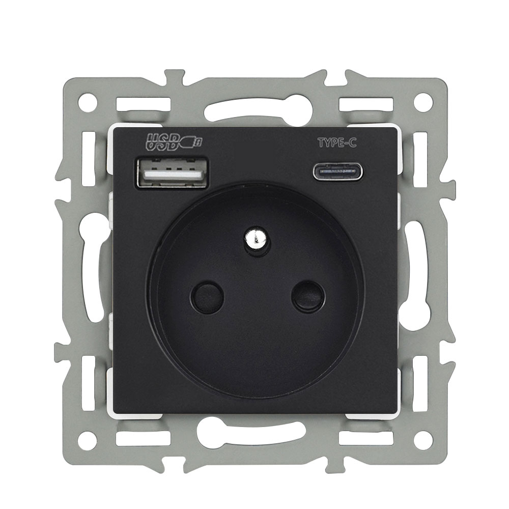 modul z�suvka MDZ230USB+C5V rychl� nab�jen�, �ern� pro r�me�ek 82mm