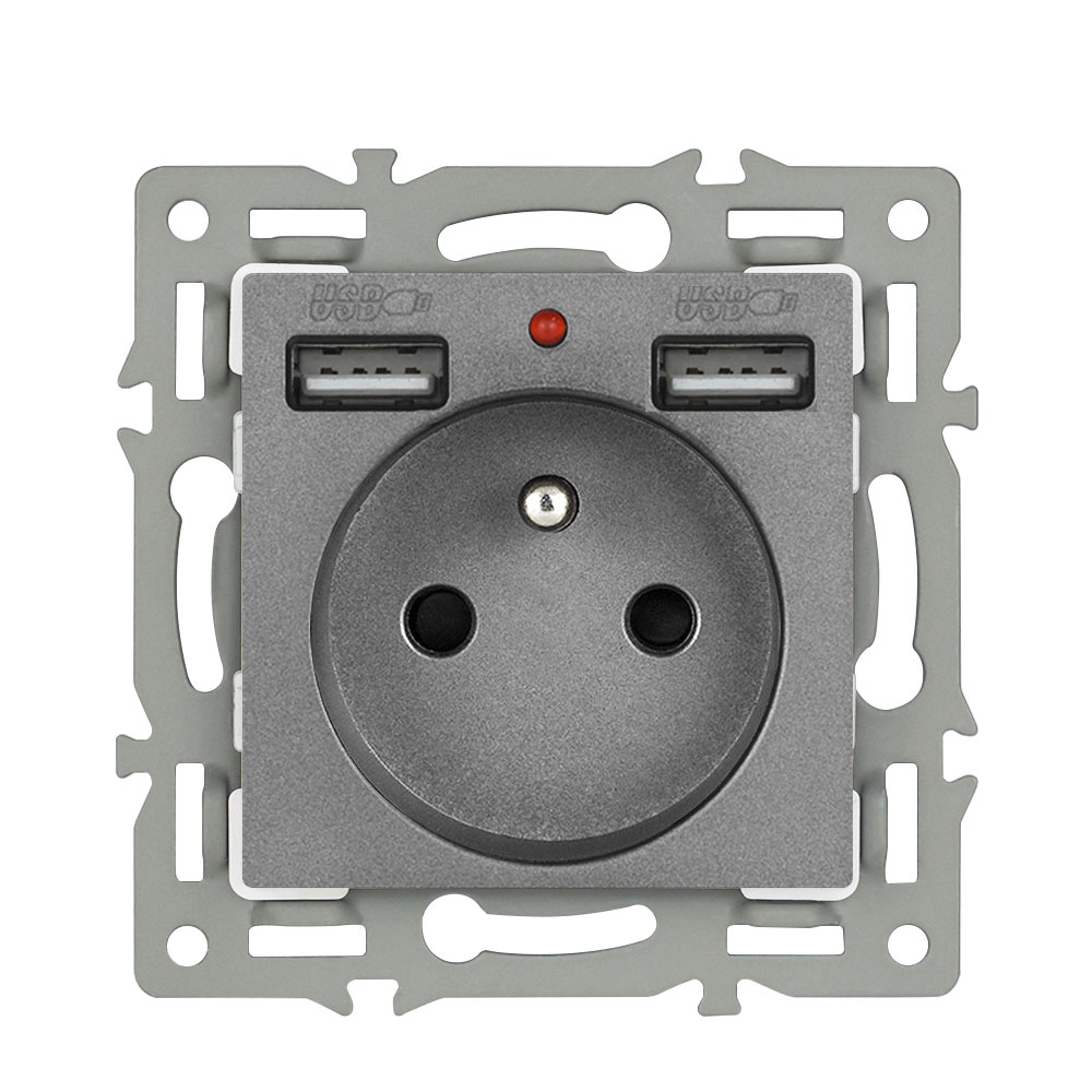 modul MDZ230USB25V z�suvka 230V+2*USB �ed� do r�me�ku 82mm