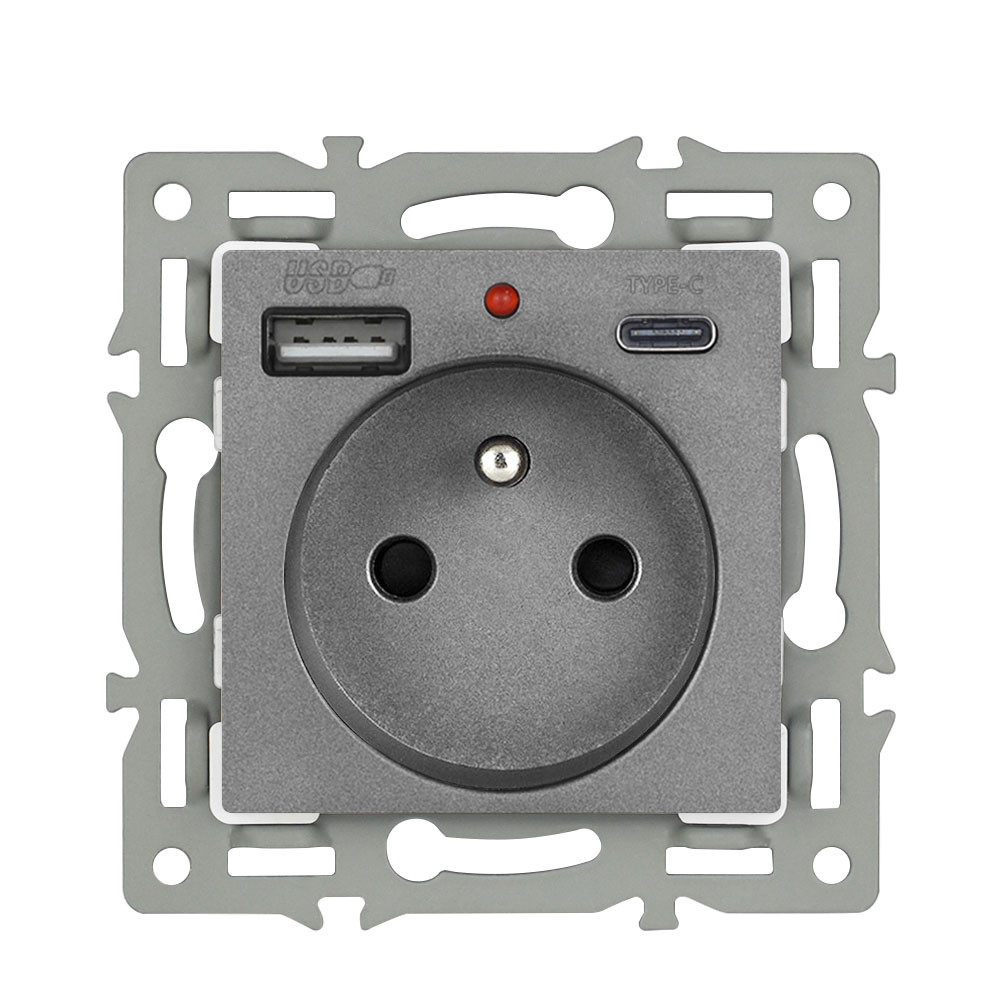 modul z�suvka MDZ230USB+C5V �ed� do r�me�ku 82mm