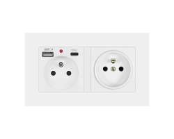Elektrick zsuvka 230V + 230V+USB+USB C 5V/2,1A v rmeku 147mm, plast bl - 346 K