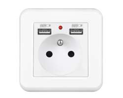 UNIC Elektrick� z�suvka 230V+2*USB 5V/2.1A plast b�l� - 213 K�