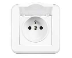 UNIC Elektrick� z�suvka 230V s krytem IP44, b�l� plast - 93 K�