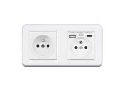 UNIC Elektrick� z�suvka 2x230V+USB+USB C 5V/2,1A (rychl� nab�jen�) plast b�l� v r�me�ku 153mm - 377 K�