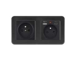 UNIC Elektrick� z�suvka 2x230V+USB+USB C 5V/2,1A plast �ern� v r�me�ku 153mm - 346 K�