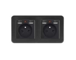 UNIC Elektrick� z�suvka 2x (230V+2xUSB 5V/2,1A) plast �ern� v r�me�ku 153mm - 438 K�
