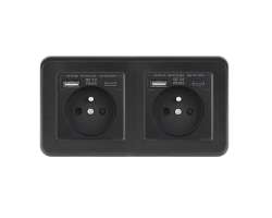 UNIC Elektrick� z�suvka 2x (230V+USB+USB C 5V/2,1A) rychl� nab�jen�, plast �ern� v r�me�ku 153mm - 578 K�