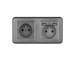 UNIC Elektrick� z�suvka 2x230V+2xUSB 5V/2.1A plast �ed� v r�me�ku 153mm - 292 K�
