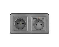 UNIC Elektrick� z�suvka 2x230V+USB+USB C 5V/2,1A plast �ed� v r�me�ku 153mm - 307 K�