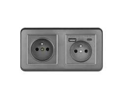 UNIC Elektrick� z�suvka 2x230V+USB+USB C 5V/2,1A (rychl� nab�jen�) plast �ed� v r�me�ku 153mm - 377 K�