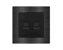 UNIC Z�suvka 2xRJ45 cat5 v r�me�ku 82mm, �ern� slitina hlin�ku - 157 K�