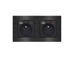 UNIC Elektrick� z�suvka 2x (230V+USB+USB C 5V/2,1A) v r�me�ku 153mm slitina hlin�ku �ern� - 584 K�