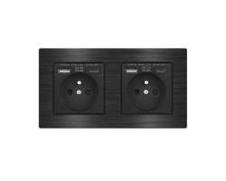 UNIC Elektrick� z�suvka 2x (230V+USB+USB C 5V/2,1A) Rychl� nab�jen�, v r�me�ku 153mm, slitina hlin�ku �ern� - 646 K�