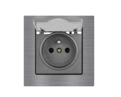 UNIC Elektrick� z�suvka 230V s krytem, v r�me�ku 82mm, slitina hlin�ku �ed� - 156 K�