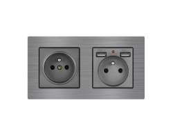 UNIC Elektrick� z�suvka 2x230V+2xUSB 5V/2.1A v r�me�ku 153mm, slitina hlin�ku �ed� - 360 K�