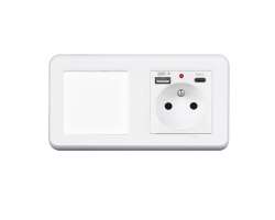 UNIC Elektrick� z�suvka (230V+USB+USBc 5V) + vyp�na� jednop�lov� �.1 v r�me�ku 153mm, plast b�l� - 347 K�