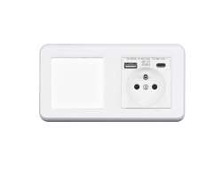 UNIC Elektrick� z�suvka (230V+USB+USBc 5V Rychl� nab�jen�) + vyp�na� jednop�lov� �.1 v r�me�ku 153mm, plast b�l� - 378 K�