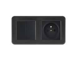 UNIC Elektrick� z�suvka 230V + dvojvyp�na� lustrov� s�riov� �.5 v r�me�ku 153mm, plast �ern� - 178 K�