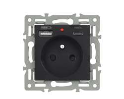 UNIC modul z�suvka MDZ230USB+C5V �ern� pro r�me�ek 82mm - 228 K�