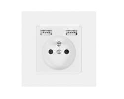 SRAN Elektrick� z�suvka 230V+2*USB 5V/2.1A plast b�l� - 130 K�