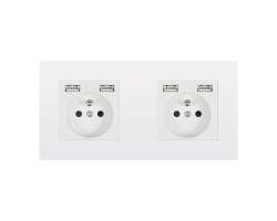 SRAN Elektrick� z�suvka 2x230V+4*USB 5V/2.1A plast b�l� v�etn� r�me�ku - 250 K�