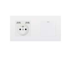 SRAN Elektrick zsuvka 230V+USB+USB 5V/2,1A + vypna schodiov/kov v rmeku 172mm, plast bl - 190 K