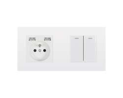 SRAN Elektrick zsuvka 230V+USB +dvojvypna 5V/2,1A vetn rmeku, plast bl - 248 K