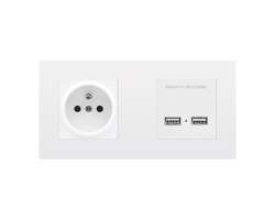 SRAN Elektrick zsuvka 230V+2*USB 5V/2,1A v rmeku 172mm, plast bl - 197 K