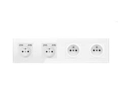 SRAN 4 Zsuvka 2x230V+USB 5V/2,1A + 2x230V bl plast - 440 K