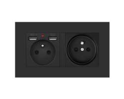 SRAN Elektrick� z�suvka 2x230V+2xUSB 5V/2.1A v r�me�ku 147mm plast �ern� - 250 K�