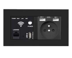 SRAN zsuvka WiFi socket + zsuvka 230V+2xUSB  5V/2,1A v rmeku, plast ern - 733 K