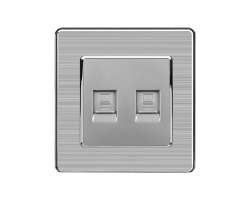 SRAN Z�suvka 2xRJ45 v r�me�ku nerez ocel - 80 K�