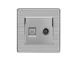 SRAN Z�suvka RJ45+TV v r�me�ku nerez ocel - 80 K�