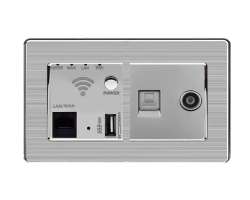 SRAN Zsuvka RJ45+TV + WiFi socket v rmeku, nerez ocel - 480 K