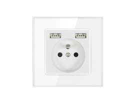 SRAN Elektrick zsuvka 230V+2*USB 5V/2.1A sklo bl - 197 K
