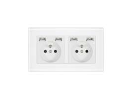 SRAN Elektrick� z�suvka 2x230V+4xUSB 5V/2.1A, sklo b�l� - 366 K�