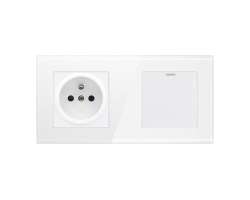 SRAN Elektrick� z�suvka 230V 5V/2,1A + vyp�na� schodi��ov�/k��ov� v r�me�ku 172mm, sklo b�l� �irok� - 145 K�