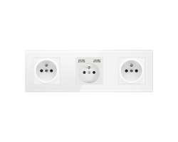 SRAN Elektrick sklenn trojzsuvka 230V + 230V 2*USB 5V/2,1A  s vypnaem  rmeku 258mm, sklo bl - 379 K