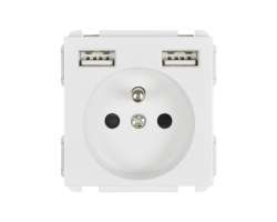 SRAN b�l� Modul MDZ230USB25V Z�suvka 230V+2xUSB 5V/2,1A  - 158 K�