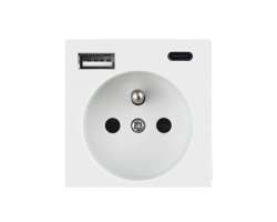 modul Zsuvka 230V+USB+USB C 5V/2,1A  plast bl - 228 K