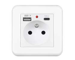 UNIC Elektrick� z�suvka 230V+USB+USB C 5V/2,1A v�etn� r�me�ku, plast b�l� - 253 K�
